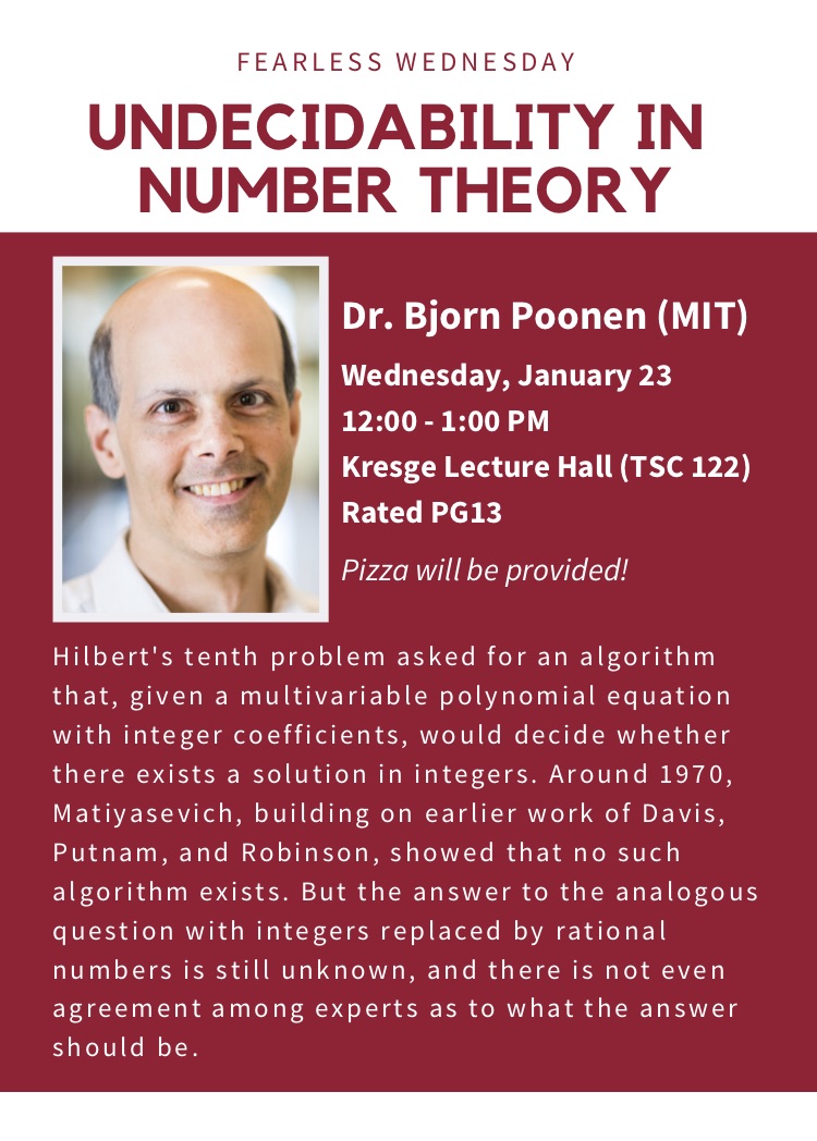 Jan 23 - Undecidability in number theory